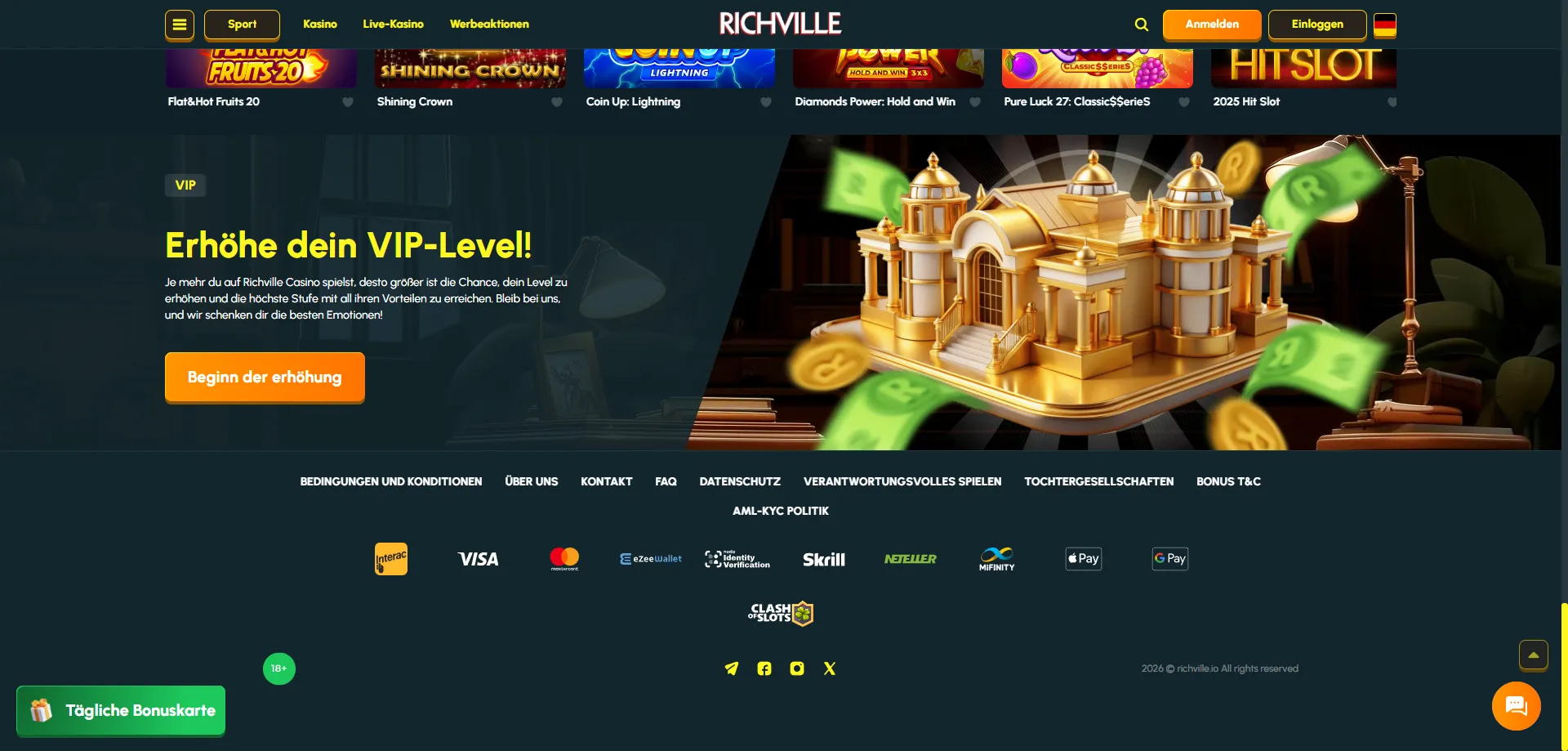 Richville Casino Zahlungsmethoden &ndash; Einzahlung und Auszahlung in &Ouml;sterreich