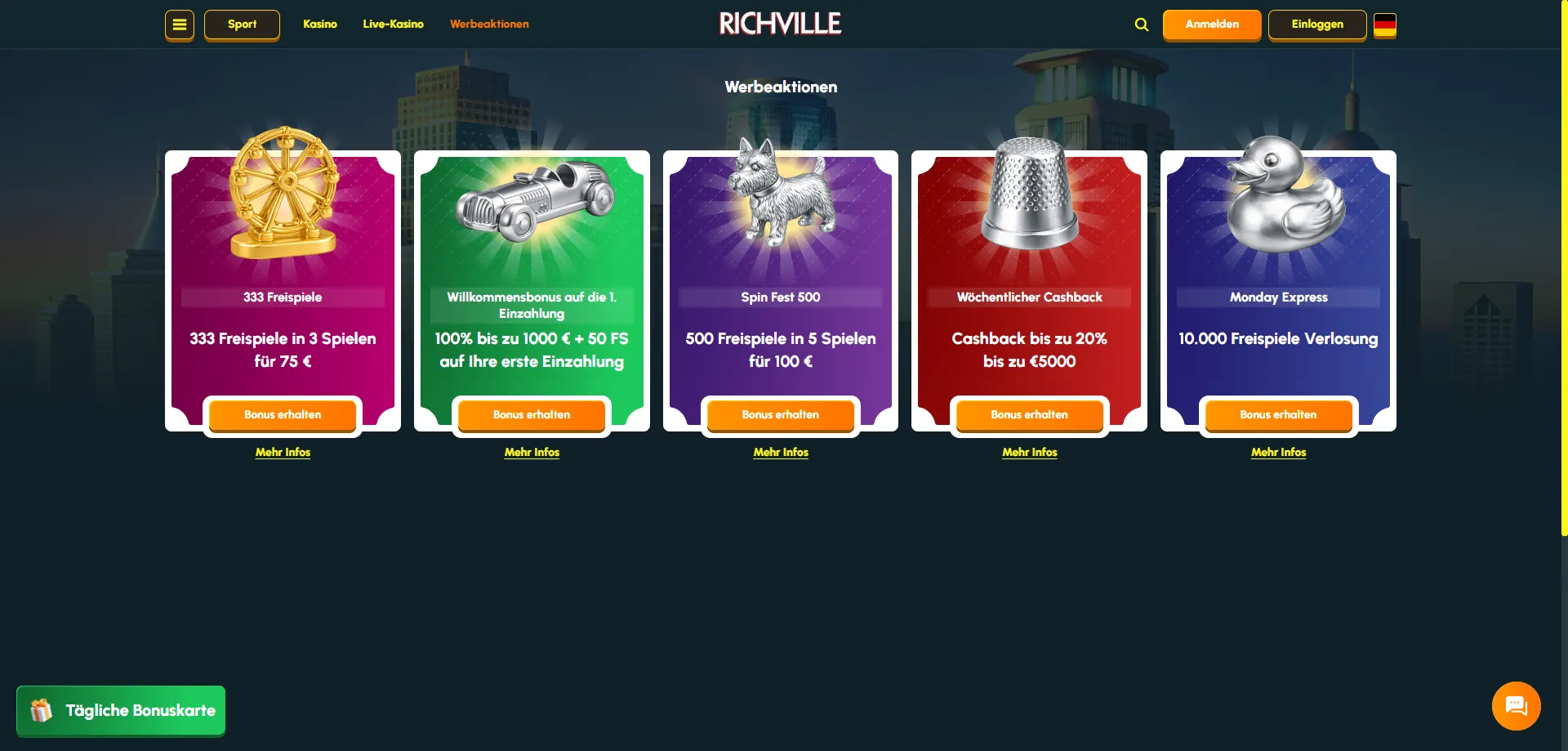 Richville Casino Willkommensbonus bis &euro;4.000 plus 300 Freispiele